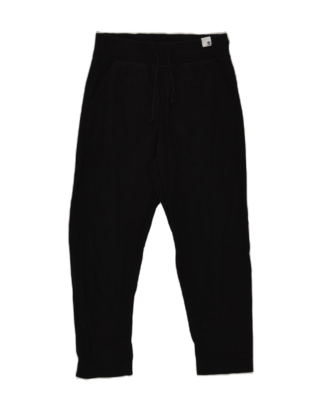 ADIDAS Womens Crop Tracksuit Trousers UK 8 Small Black Cotton | Vintage Adidas | Thrift | Second-Hand Adidas | Used Clothing | Messina Hembry 