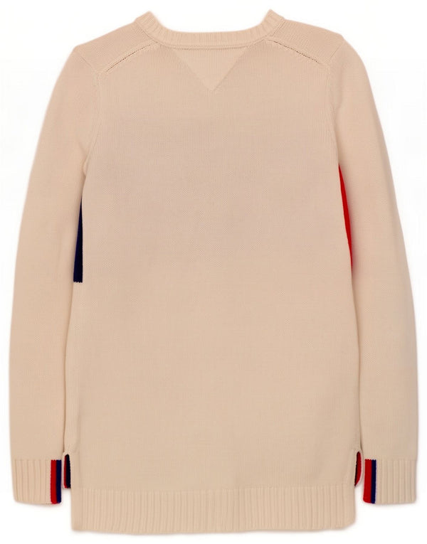 Tommy Hilfiger Γυναικείο πουλόβερ με λαιμό σκάφος UK 4 2XS White Colorblock