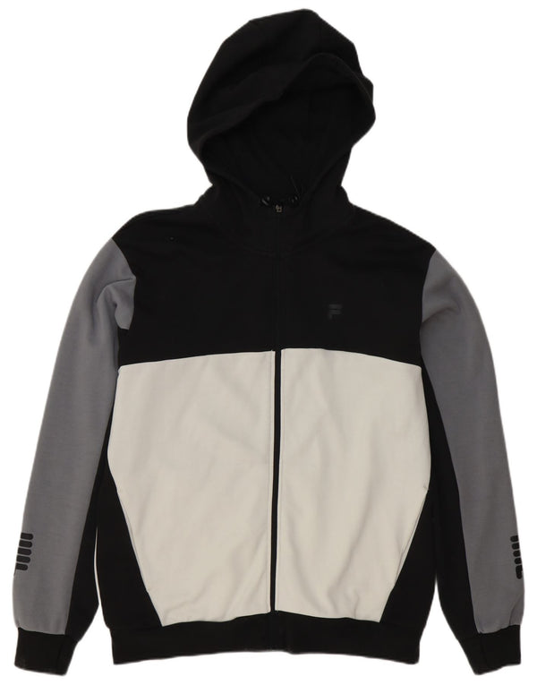 Fila Mens Zip Hoodie Sweater Large Black Colourblock