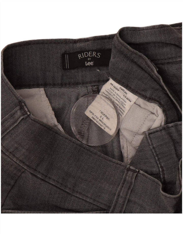 LEE Womens Riders Casual Παντελόνι US 8 Medium W30 L32 Grey Hiringbone