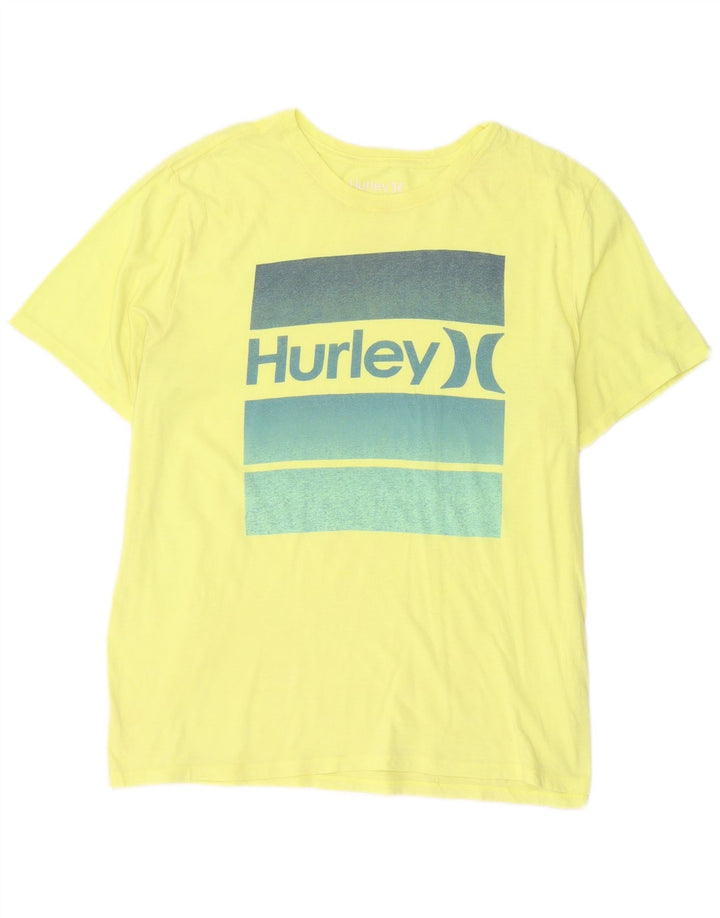 Ανδρικό γραφικό T-Shirt Hurley Top μεγάλο κίτρινο πολυεστέρα