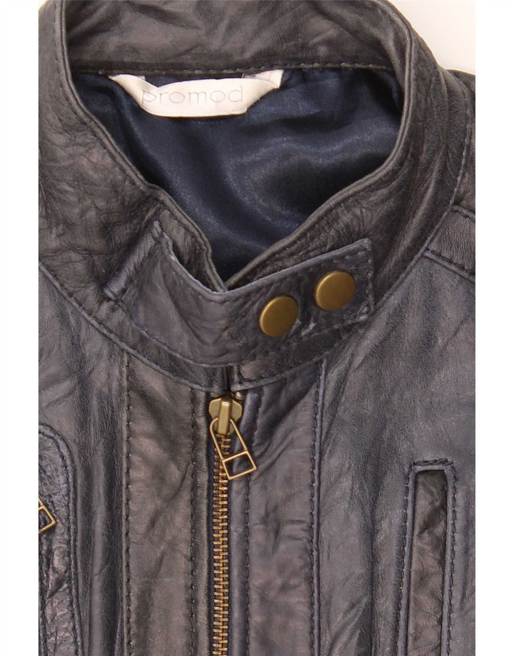 Promod Γυναικείο Δερμάτινο Μπουφάν UK 14 Medium Navy Blue