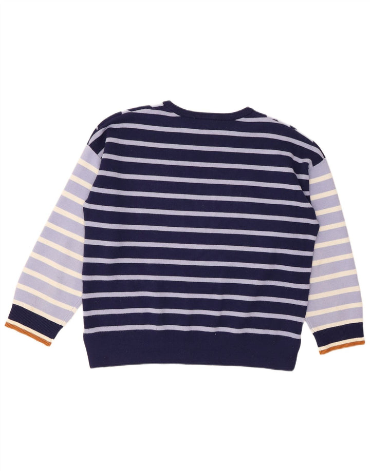 WHITE STUFF Γυναικείο πουλόβερ με λαιμόκοψη UK 14 Large Navy Blue ριγέ