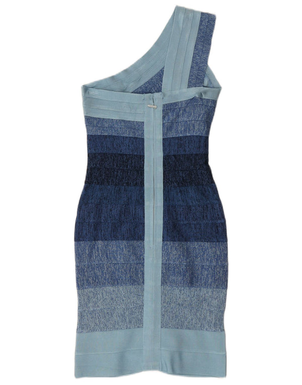 Herve Leger Γυναικείο φόρεμα με έναν ώμο Bodycon UK 4 XS Blue Rayon