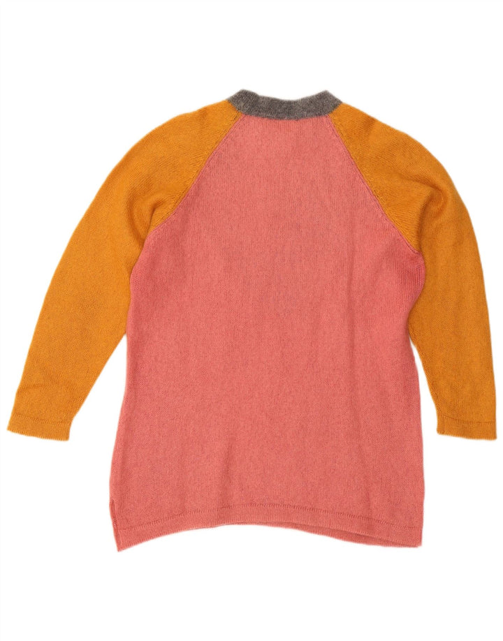 Vintage γυναικείο πουλόβερ με λαιμόκοψη IT 42 Medium Pink Colourblock