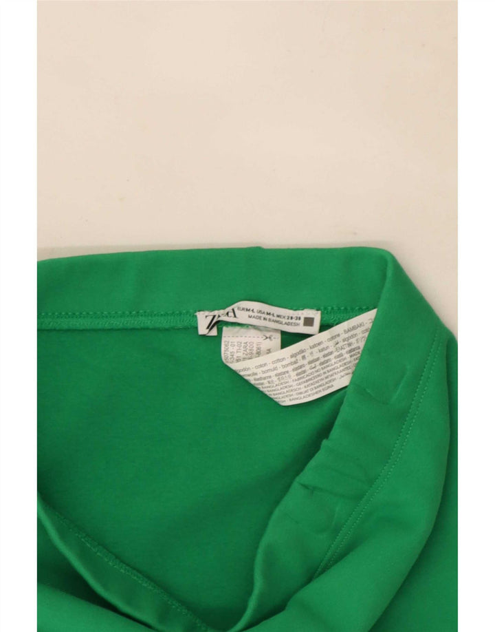 Zara Γυναικεία Μίντι Φούστα Μεσαία W28 Πράσινη Βαμβακερή