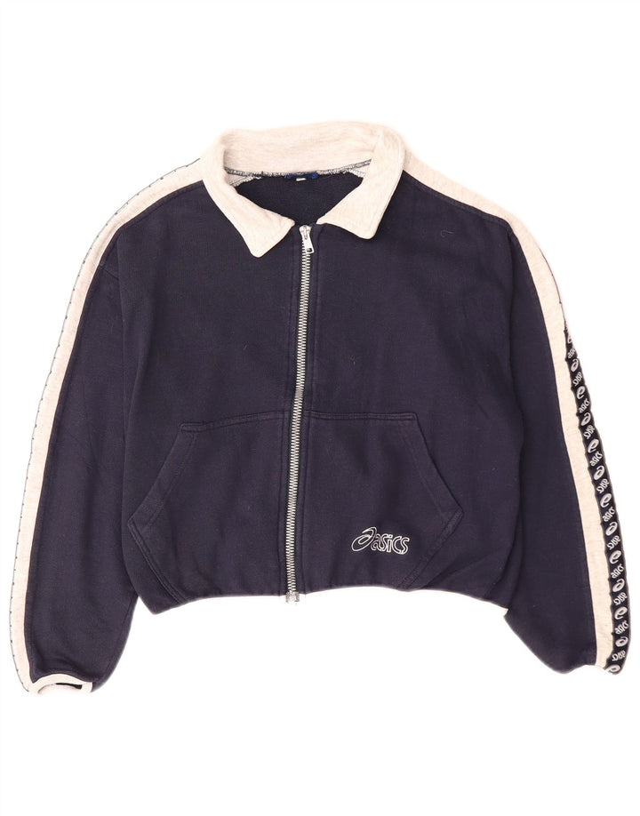 Γυναικεία αθλητική φόρμα γραφικών Asics Top Jacket UK 10 Small Navy Blue Colourblock