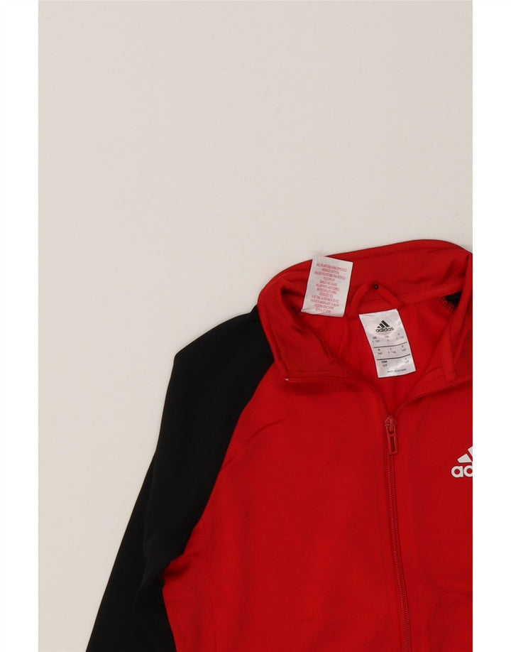 ADIDAS Boys Graphic Tracksuit Top Jacket 9-10 Years Red Colourblock Vintage Adidas and Second-Hand Adidas from Messina Hembry 