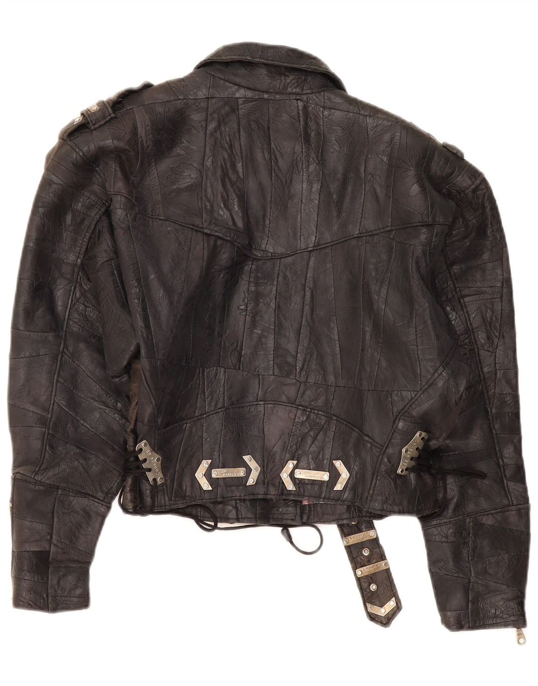 DR MARTENS Γυναικείο Crop Δερμάτινο Μπουφάν Biker UK 18 XL Καφέ συνονθύλευμα