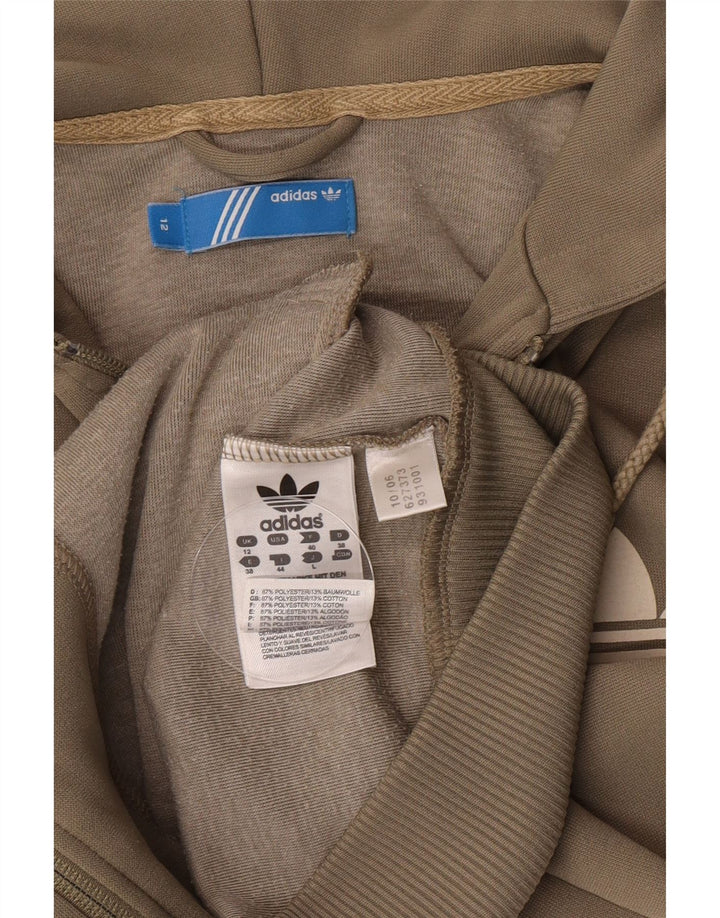 Γυναικείο πουλόβερ με κουκούλα με φερμουάρ Adidas UK 12 μεσαίο πολυεστέρας χακί