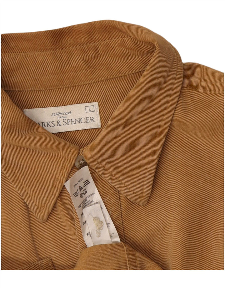 Ανδρικό πουκάμισο Marks & Spencer Large Beige Lyocell