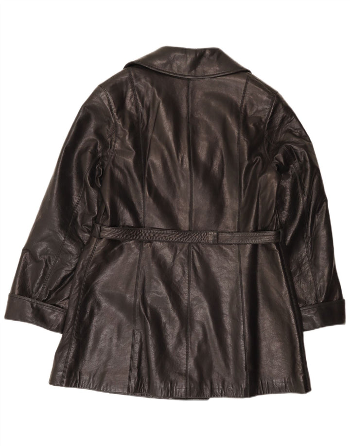 Γυναικείο Brooklyn Double Breasted Δερμάτινο Παλτό IT 42 Medium Black Leather