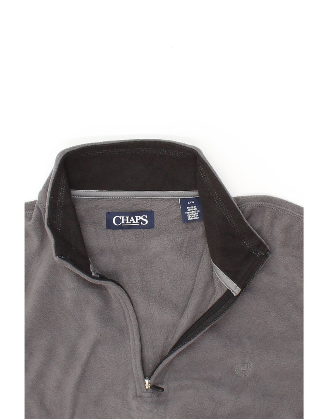 CHAPS Mens Zip Neck Fleece Jumper Large Grey Polyester Vintage Chaps and Second-Hand Chaps from Messina Hembry 