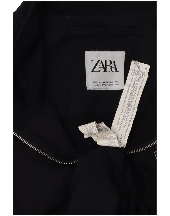 Zara Ανδρικό Bomber Jacket UK 42 XL Μαύρο Πολυεστέρας