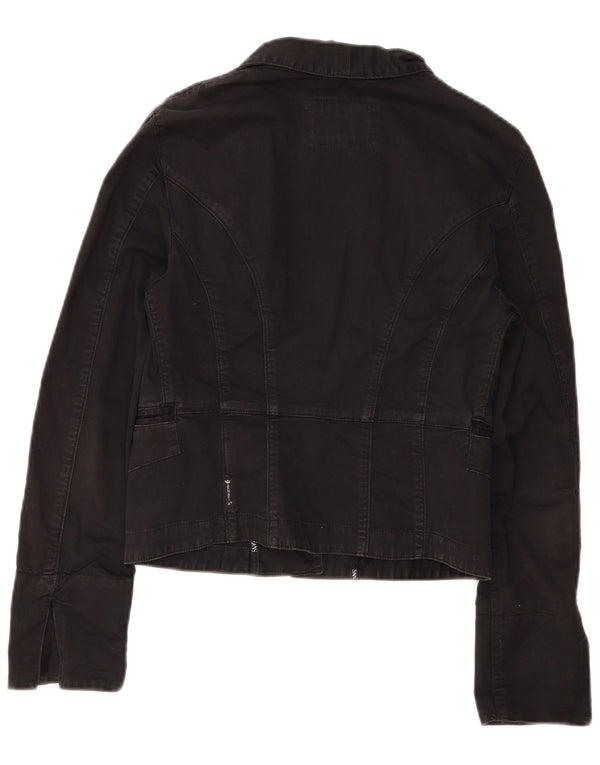 Armani Jeans Womens Crop 3 Button Blazer Jacket IT 44 Medium Black Cotton