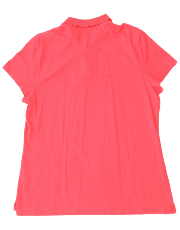 TOMMY HILFIGER Γυναικείο γραφικό πόλο μπλουζάκι UK 20 2XL κόκκινο βαμβακερό