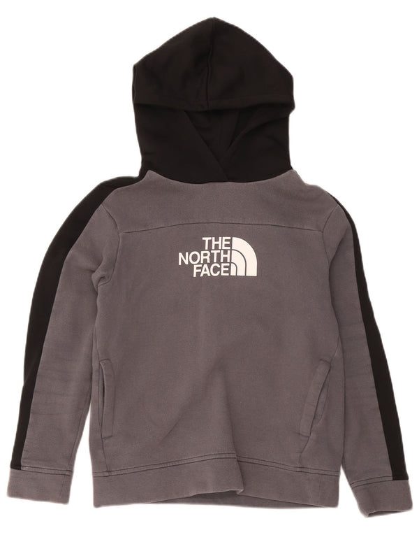 The North Face Boys Hoodie Jumper 11-12 Years Large Grey Colourblock