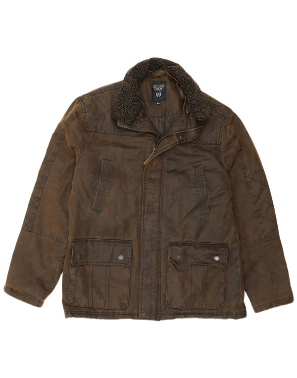 BOSTON CREW Ανδρικό κερωμένο βαμβακερό μπουφάν UK 40 μεγάλο χακί βαμβάκι