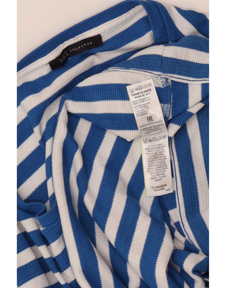 Marks & Spencer Γυναικεία Μπλούζα Τοπ UK 18 XL Μπλε ριγέ πολυεστέρας