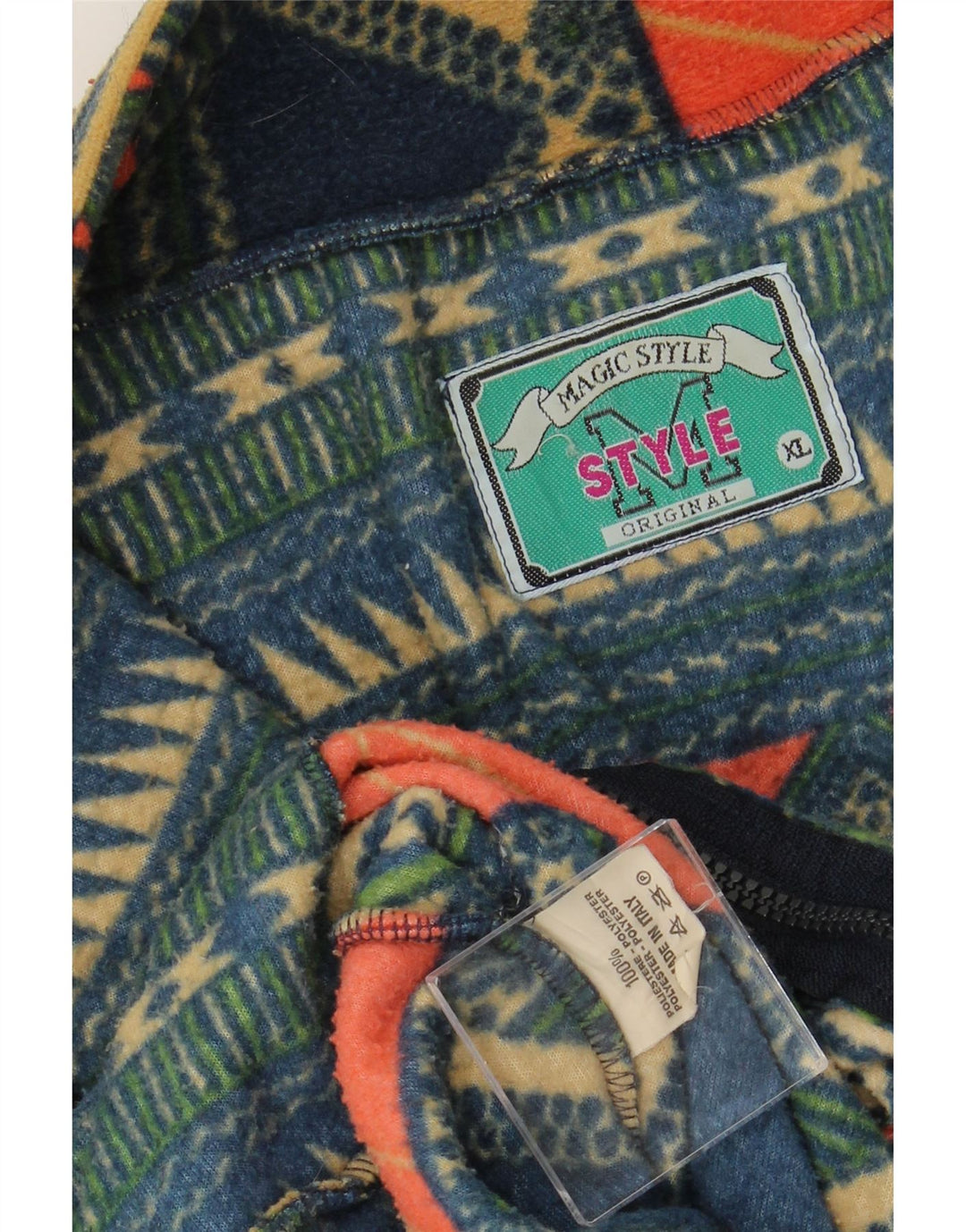 VINTAGE Ανδρικό Fleece Jacket UK 42 XL Πολύχρωμο γεωμετρικό πολυεστέρα