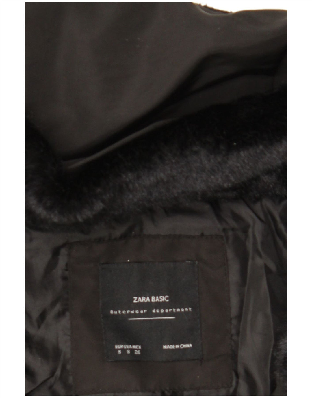 Zara Γυναικείο μπουφάν με κουκούλα UK 10 Small Black Polyester