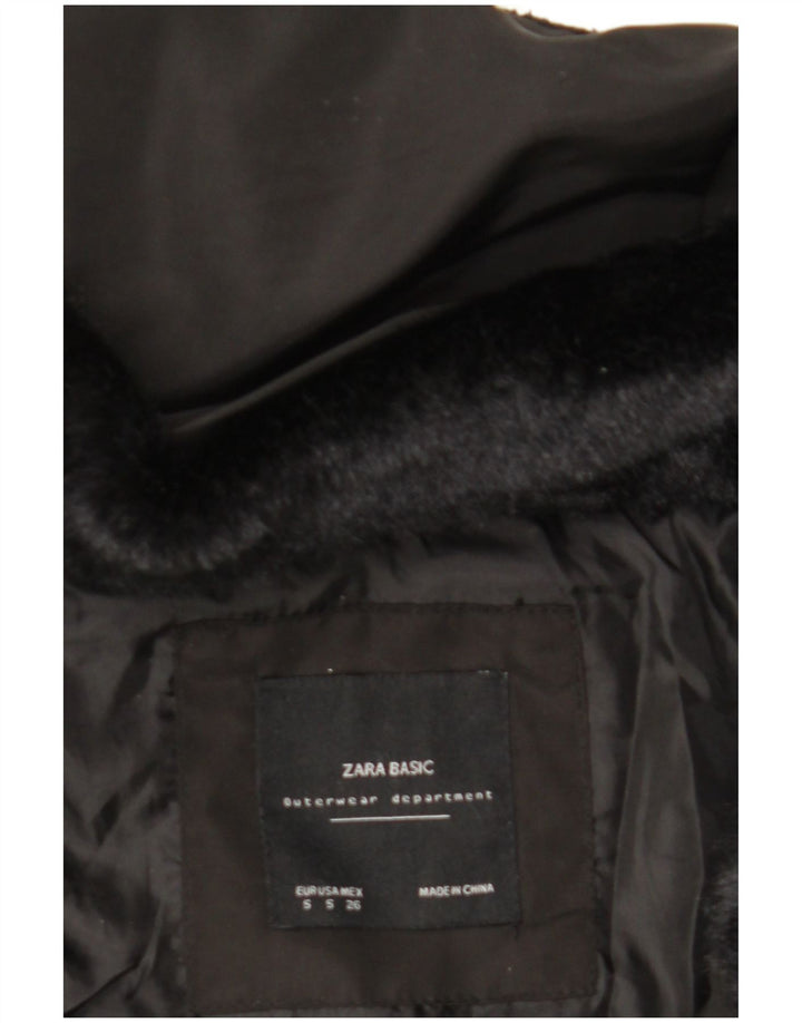 Zara Γυναικείο μπουφάν με κουκούλα UK 10 Small Black Polyester