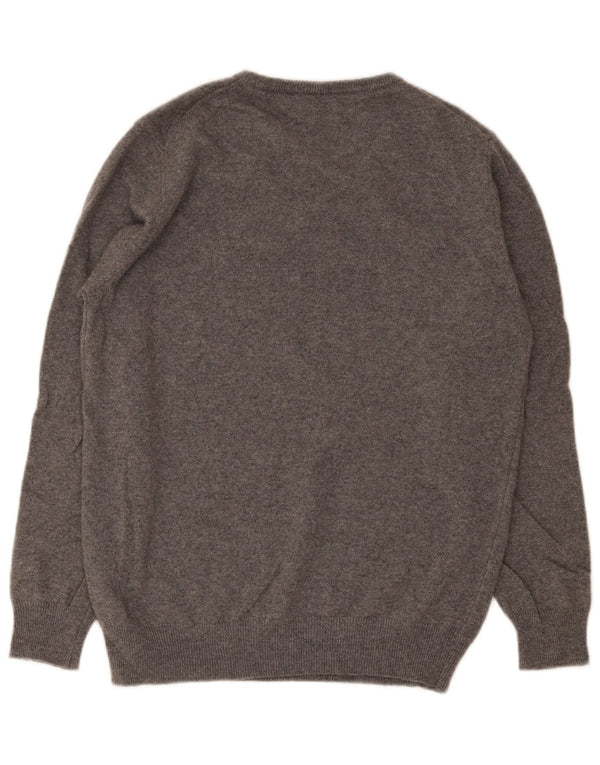 ANNAMARIA Mens V-Neck Jumper Sweater XL Grey Wool