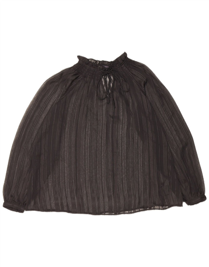 Marks & Spencer Γυναικεία υπερμεγέθη μακρυμάνικα See Through Top UK 6 XS Black