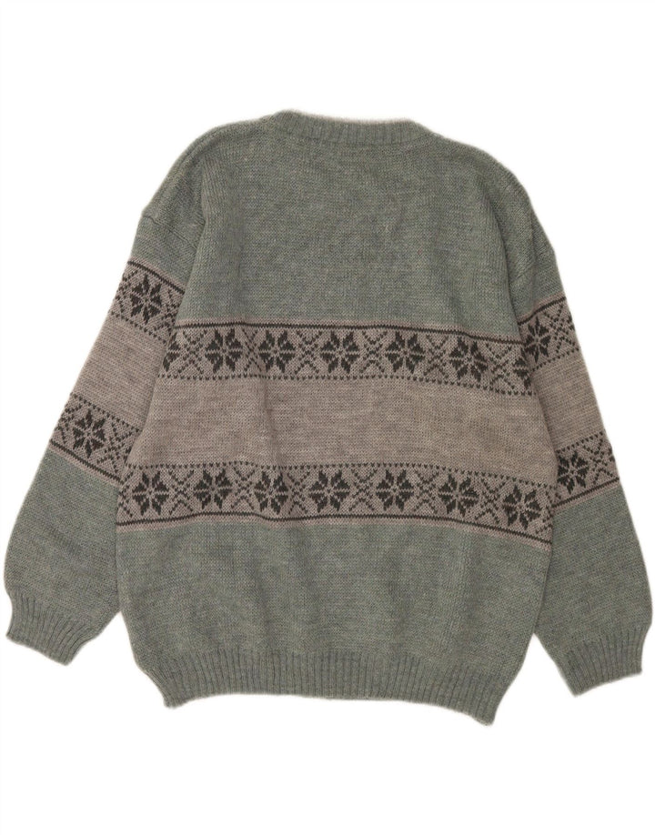 Ανδρικό πουλόβερ Bresci Crew Neck Jumper Medium Green Fair Isle