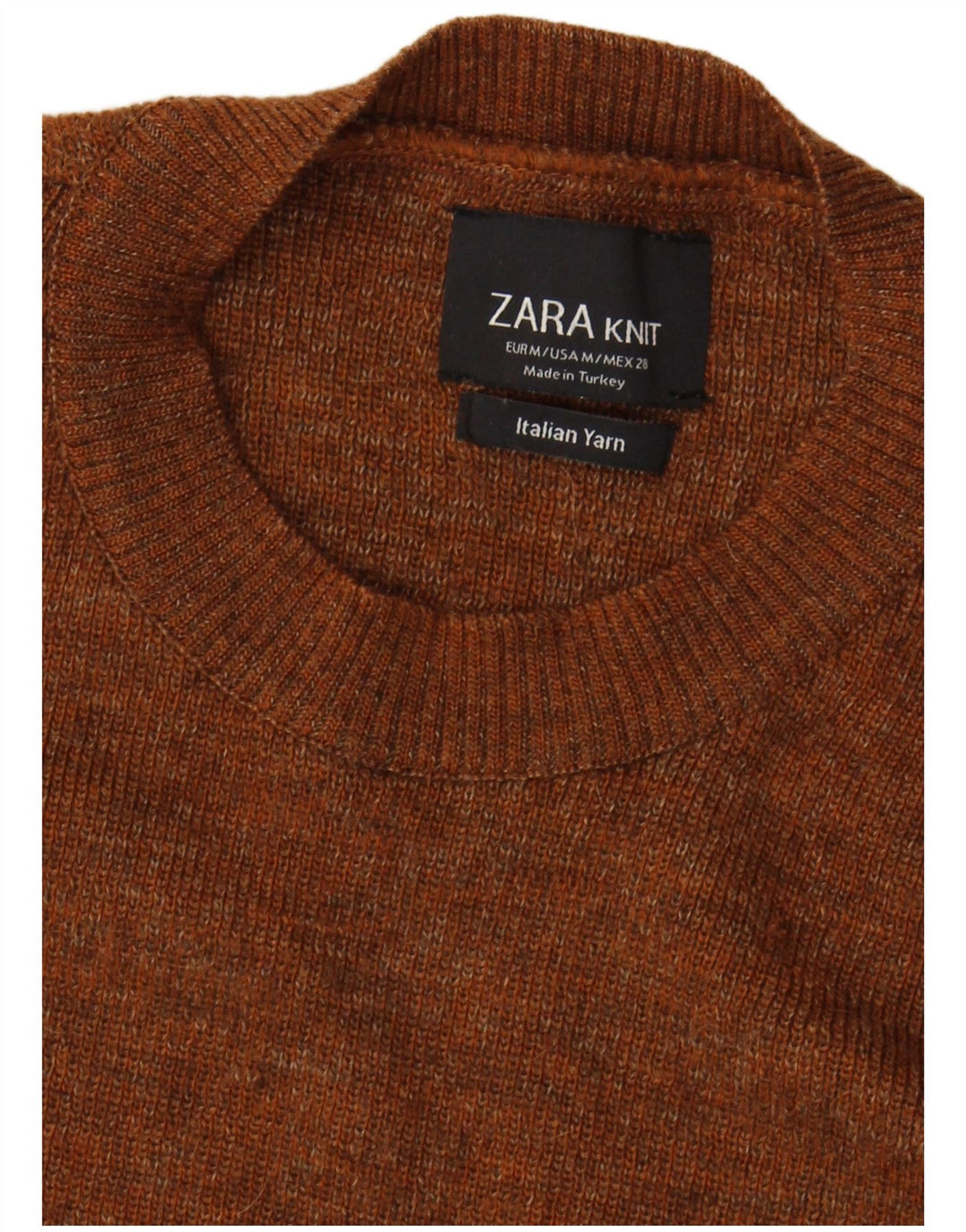 Zara Γυναικείο πουλόβερ με λαιμόκοψη UK 12 μεσαίου καφέ