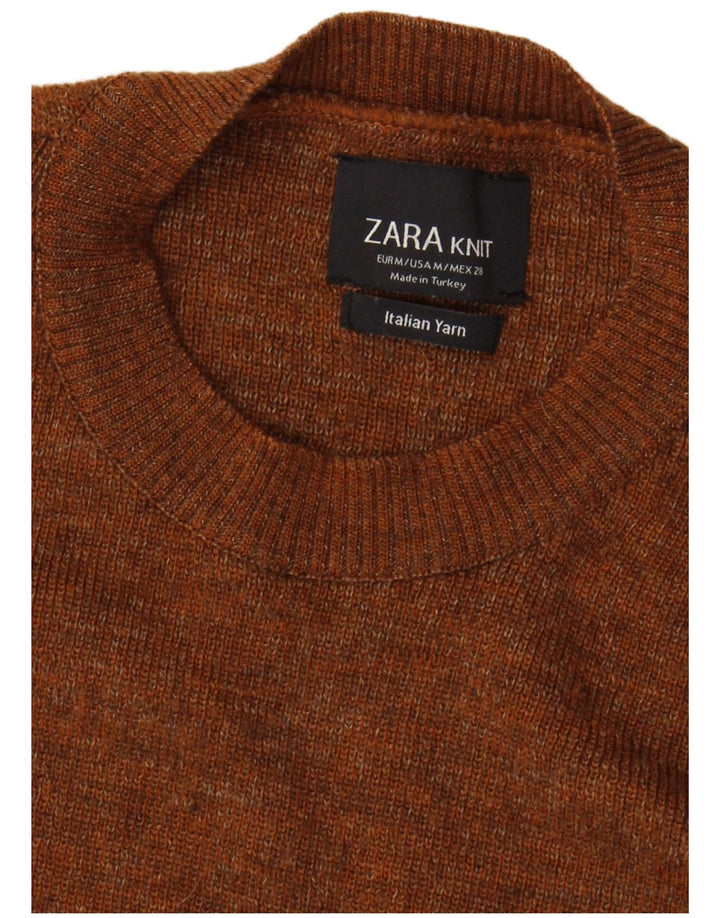 Zara Γυναικείο πουλόβερ με λαιμόκοψη UK 12 μεσαίου καφέ