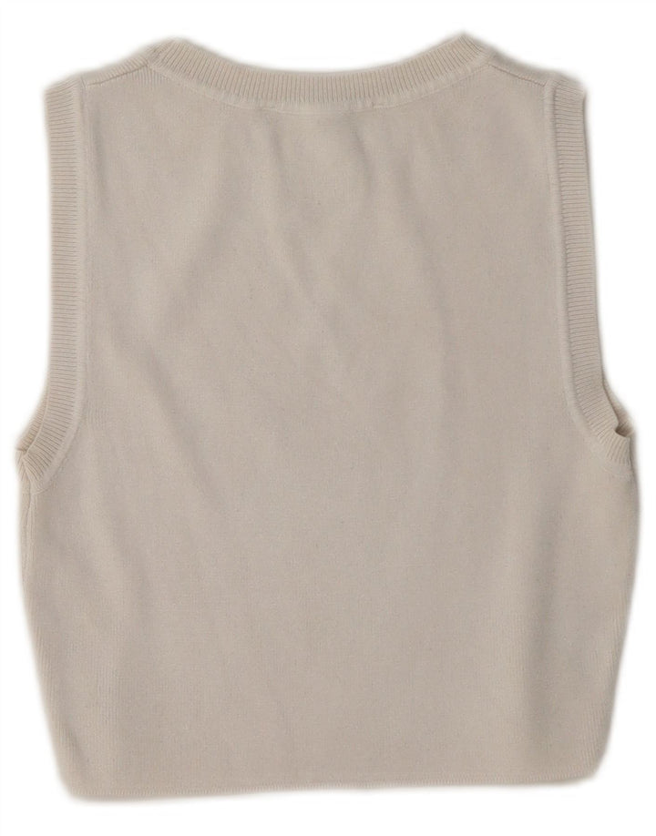 Zara Γυναικείο γιλέκο Crop τοπ UK 14 Μεγάλη μπεζ βισκόζη