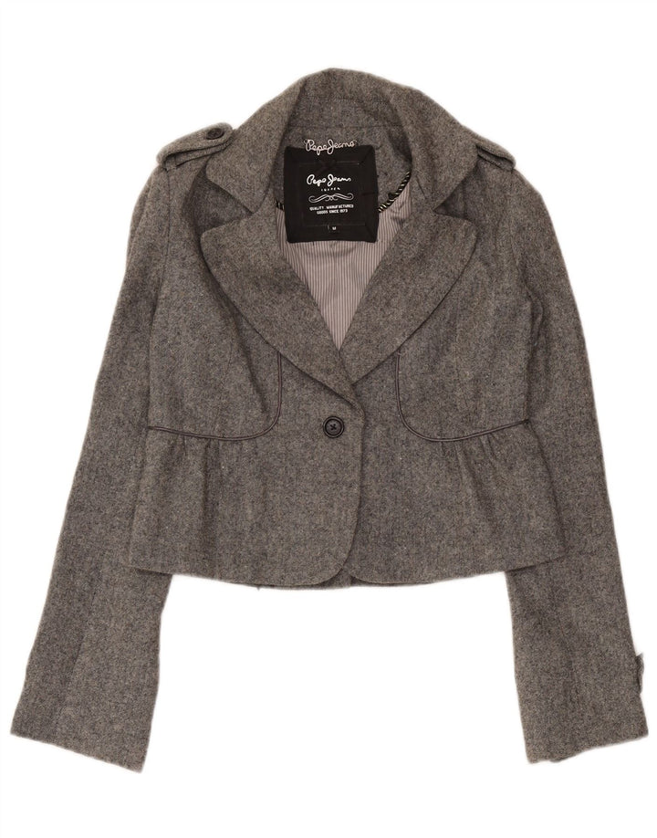PEPE Jeans Γυναικείο Military Crop Blazer Jacket UK 12 Medium Grey Classic