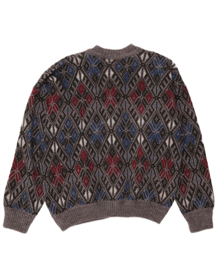 Vintage Ανδρικό Ζακέτα πουλόβερ Medium Grey Argyle/Diamond Acrylic