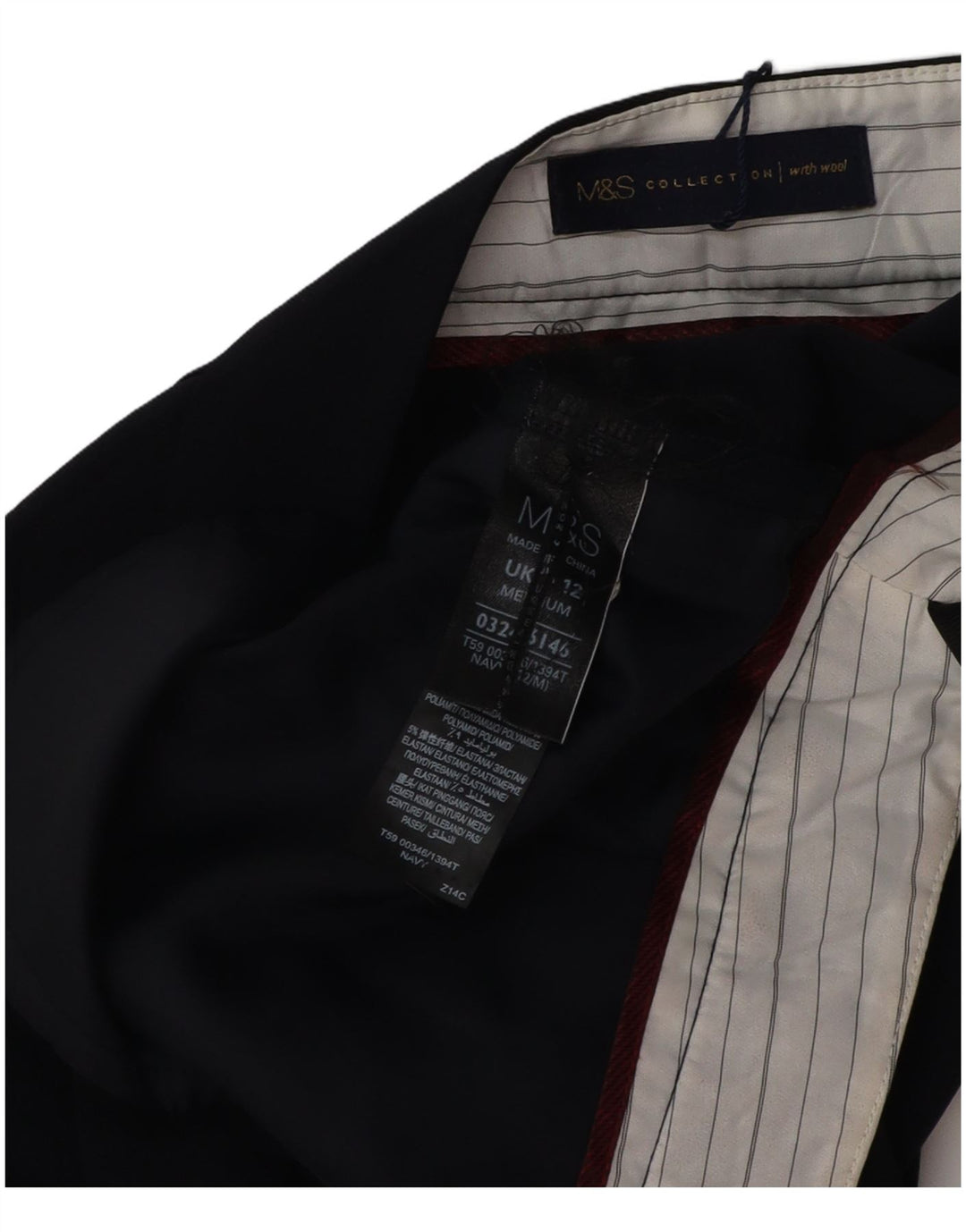 Marks & Spencer Γυναικείο παντελόνι Chino UK 12 Medium W32 L32 Navy Blue