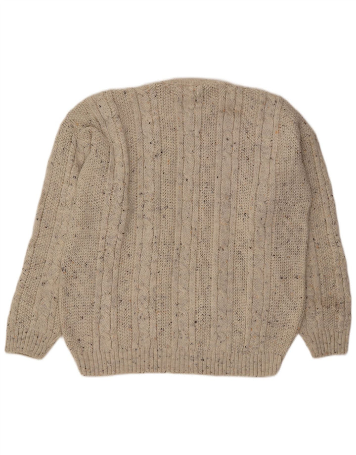 Vintage Ανδρικό πουλόβερ με χαλαρή εφαρμογή Crew με λαιμόκοψη με μεσαίο άσπρο χρώμα