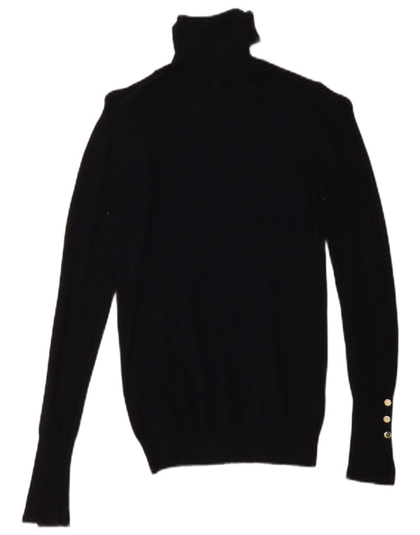 Zara Womens Roll Neck Jumper Sweater UK 8 Small Navy Blue Viscose