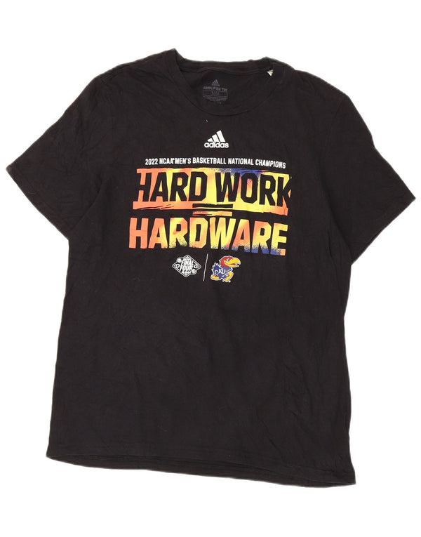 Adidas Mens Kansas Jayhawks Graphic T-Shirt Top Medium Black Cotton