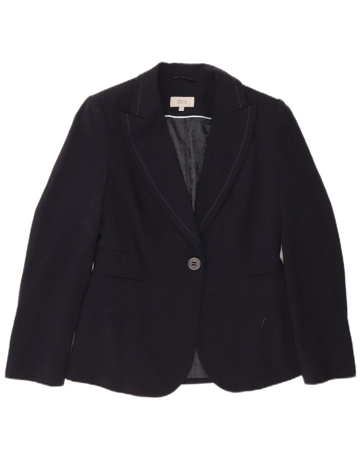 Marks & Spencer Γυναικείο Μπουφάν Blazer 1 Κουμπιού UK 12 Medium Navy Blue