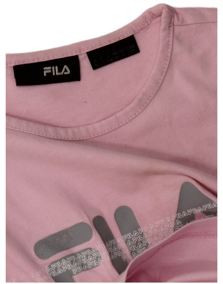 Γυναικείο Crop Graphic T-Shirt FILA Top UK 10 Small Pink