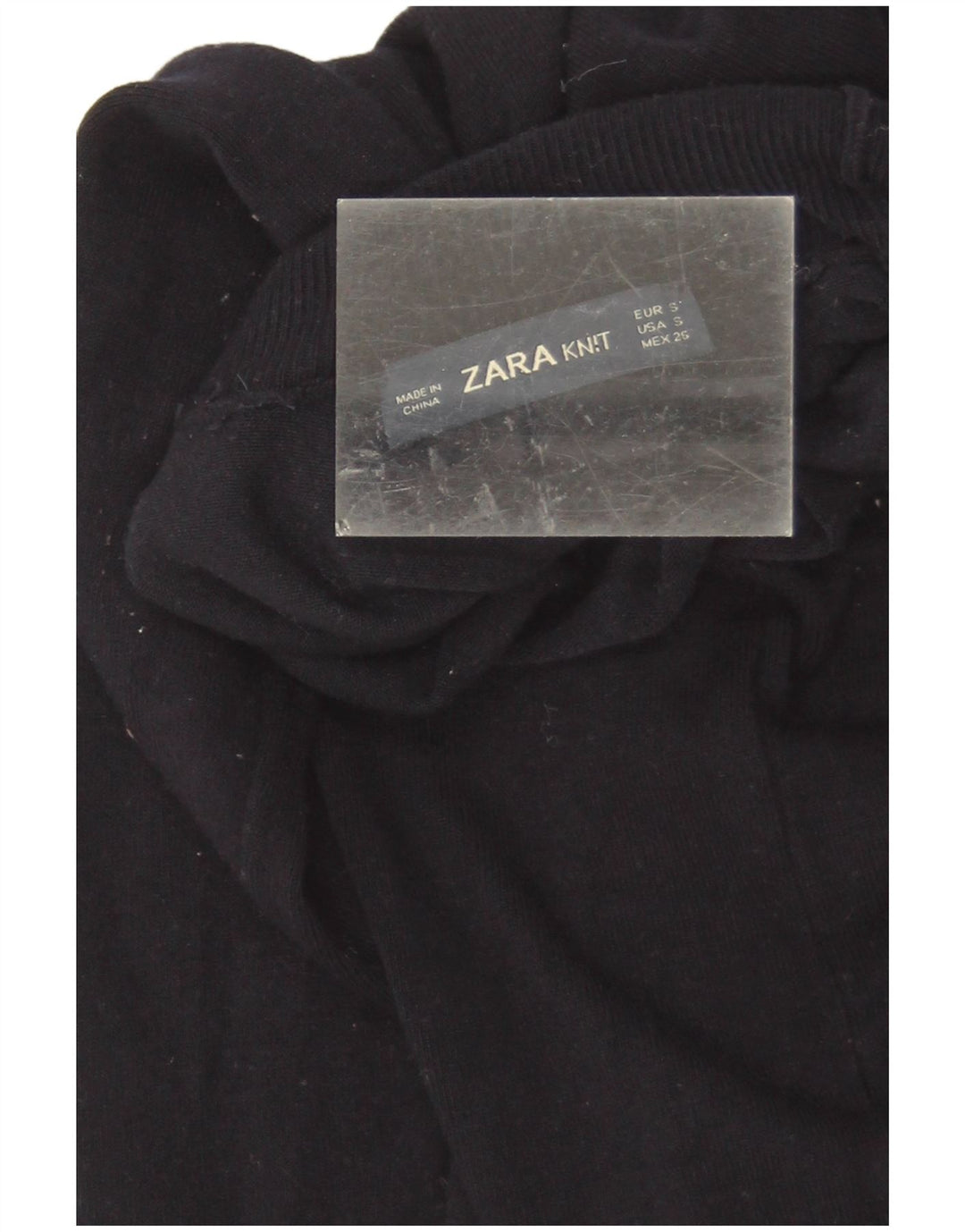 Zara Γυναικείο πουλόβερ με ρολό λαιμόκοψη UK 8 Small Navy Blue Viscose