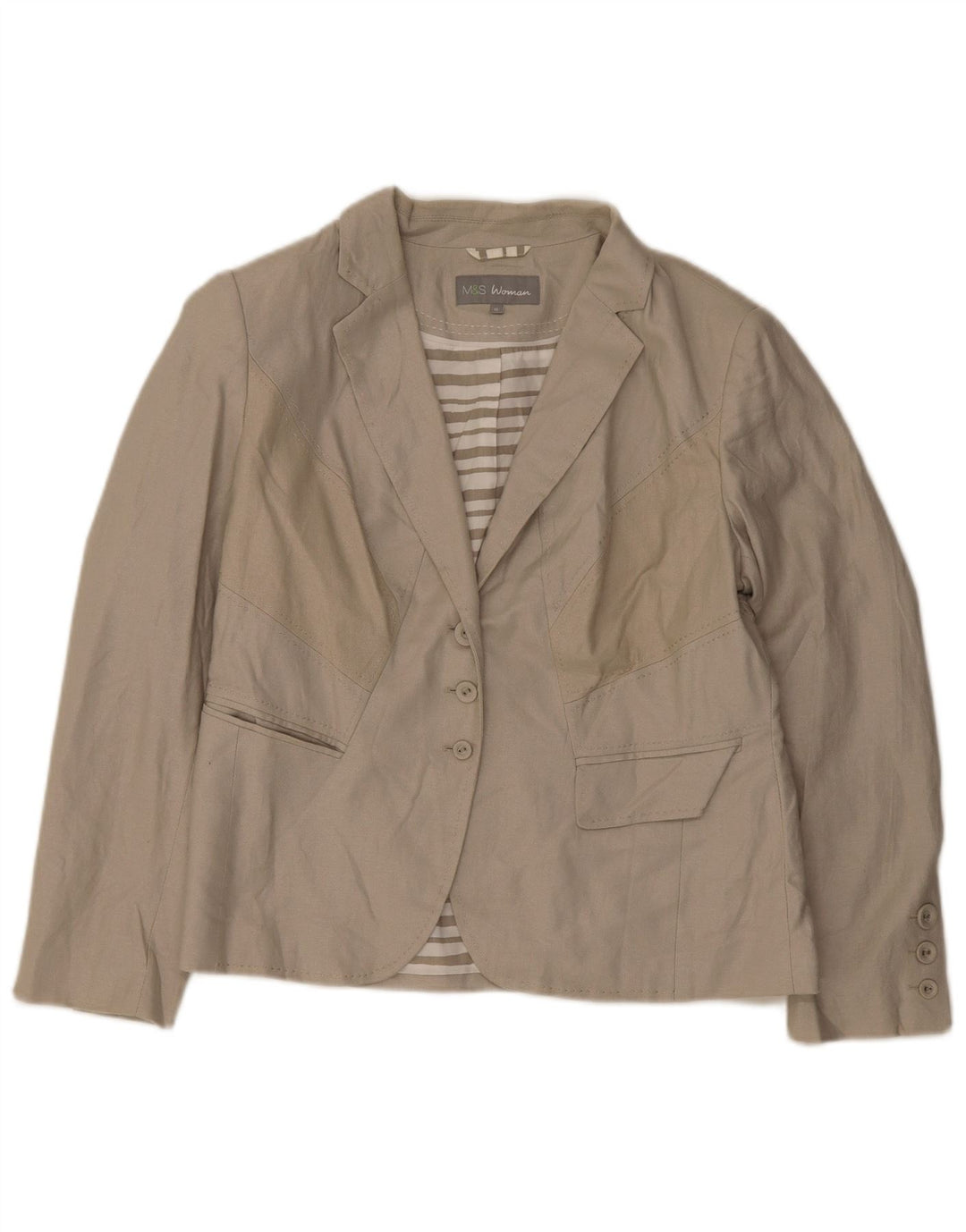 Marks & Spencer Γυναικείο Μπουφάν Blazer με 3 κουμπιά UK 16 Large Green Flax