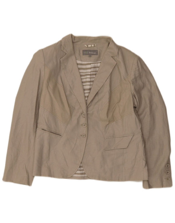 Marks & Spencer Γυναικείο Μπουφάν Blazer με 3 κουμπιά UK 16 Large Green Flax