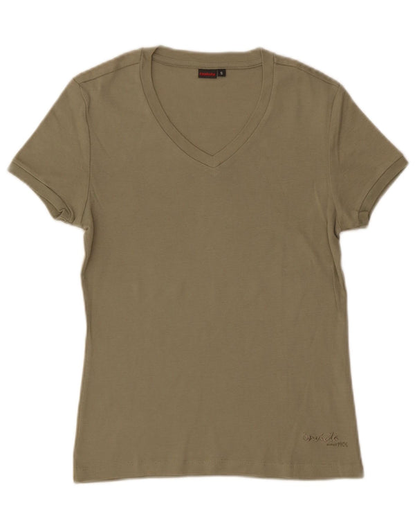 Invicta Γυναικείο T-Shirt Top UK 8 Small Khaki Βαμβακερό