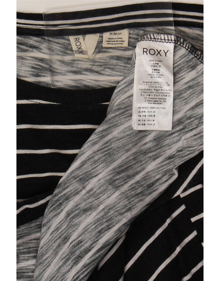 Roxy γυναικείο μακρυμάνικο μπλουζάκι βρετανικό φόρεμα 14 μέτριο μαύρο βαμβακερό ριγέ