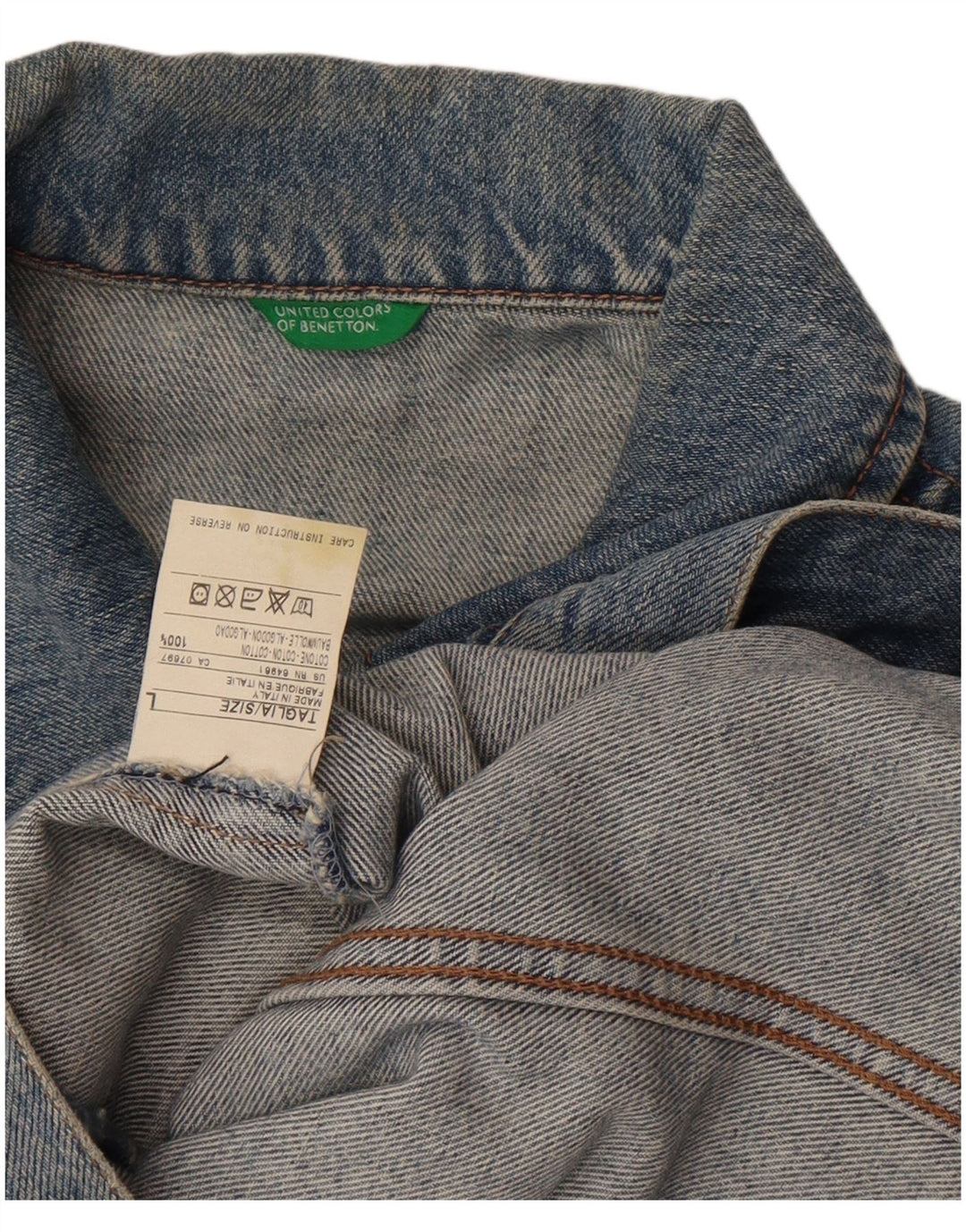 Benetton Γυναικείο Τζιν Μπουφάν UK 14 Μεγάλο Μπλε Βαμβακερό