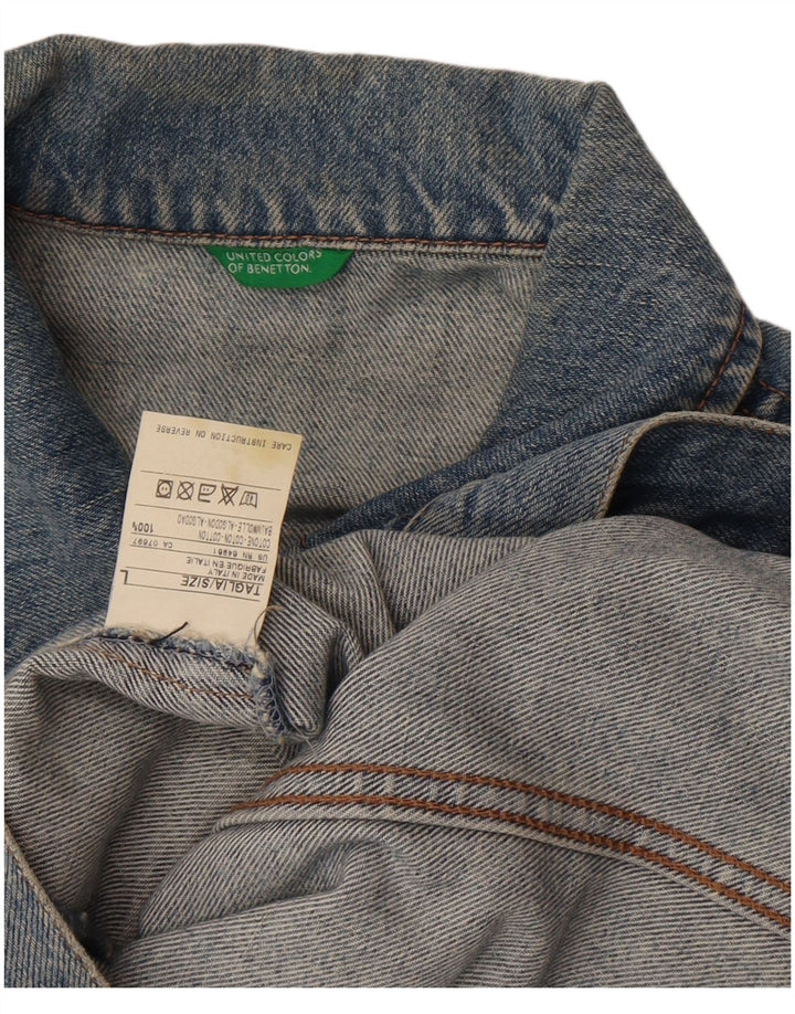 Benetton Γυναικείο Τζιν Μπουφάν UK 14 Μεγάλο Μπλε Βαμβακερό