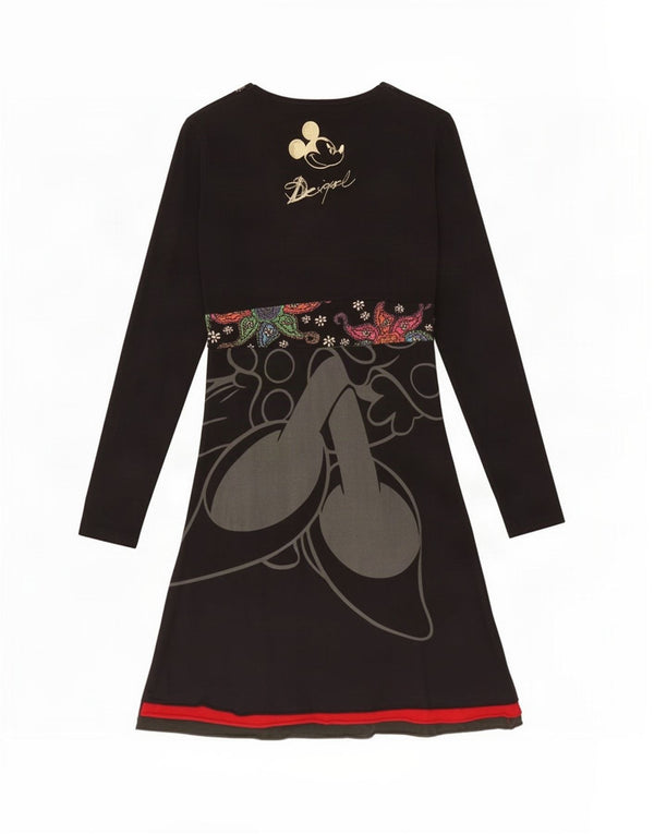 Desigual γυναικείο φόρεμα Disney μακρυμάνικο Empire UK 10 Small Black Floral
