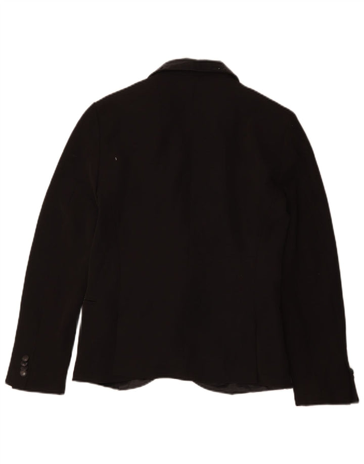 ZARA Γυναικείο Μπουφάν 1 Κουμπί Blazer UK 10 Small Black Polyester