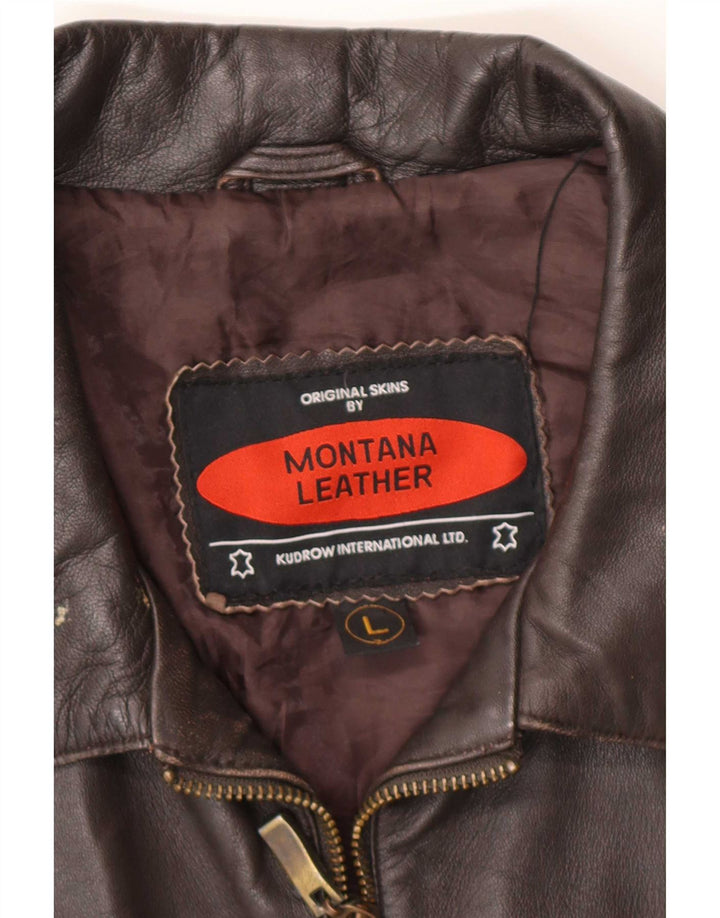 Ανδρικό Δερμάτινο Μπουφάν MONTANA UK 40 Large Brown